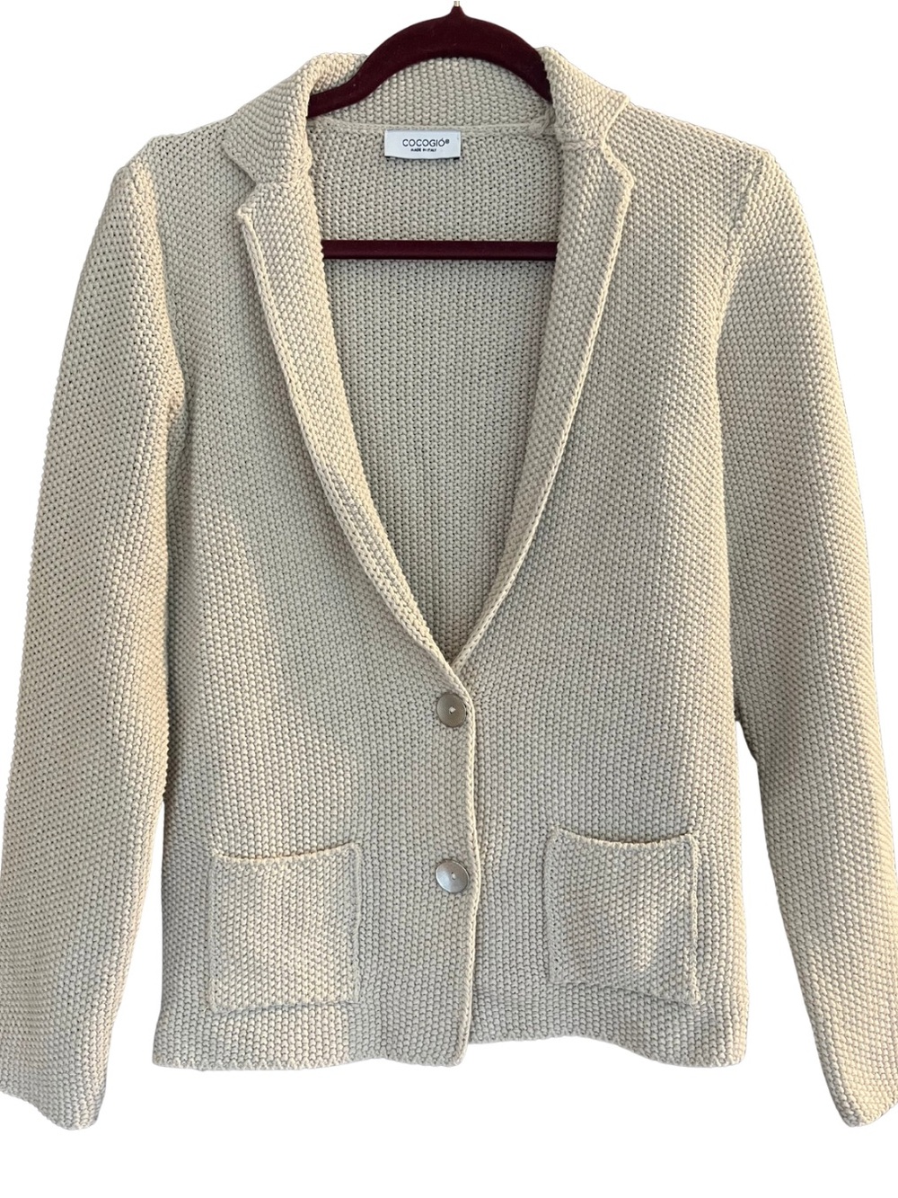 Cocogio Made in Italy - Womens Cream Knit Blazer